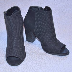 Restricted Windsor Black Peep Toe Block Heel Booties